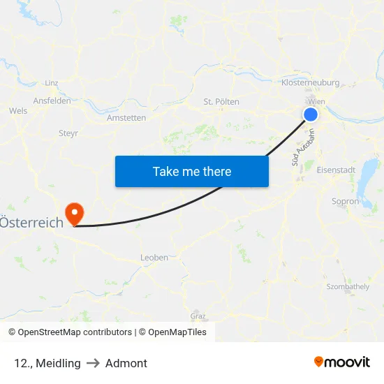 12., Meidling to Admont map