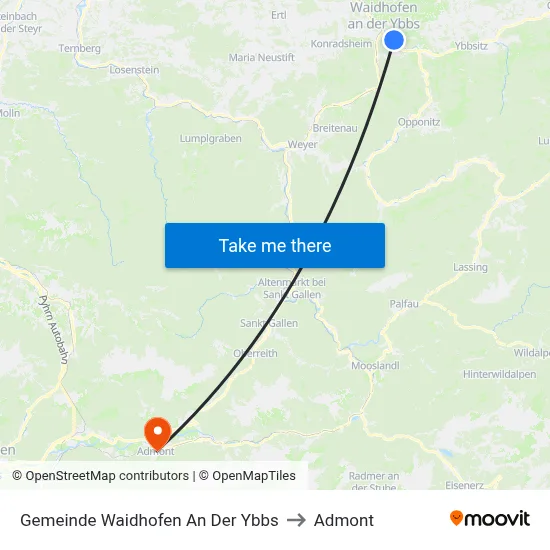 Gemeinde Waidhofen An Der Ybbs to Admont map