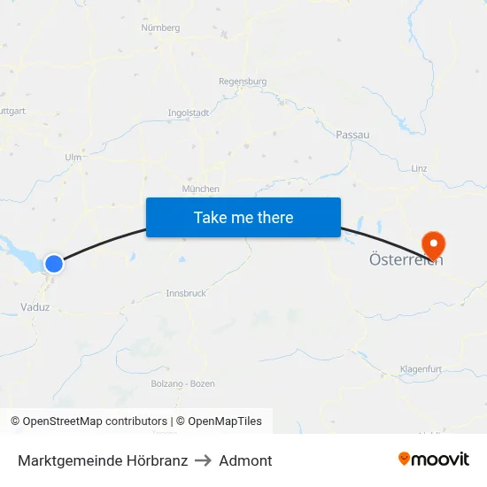 Marktgemeinde Hörbranz to Admont map