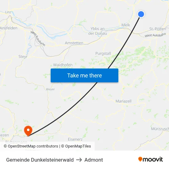 Gemeinde Dunkelsteinerwald to Admont map