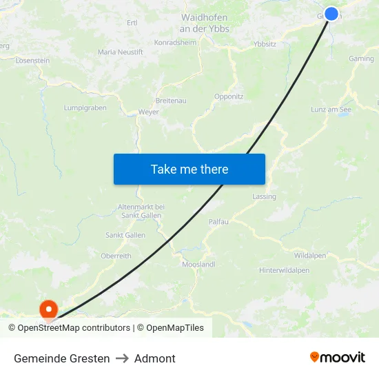 Gemeinde Gresten to Admont map
