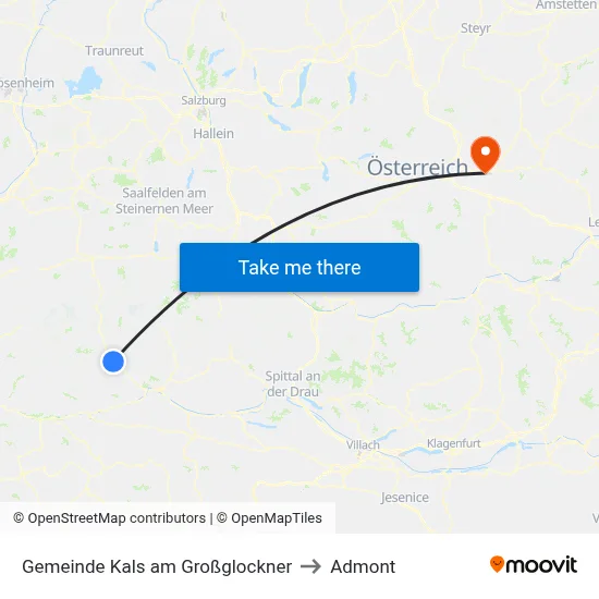 Gemeinde Kals am Großglockner to Admont map