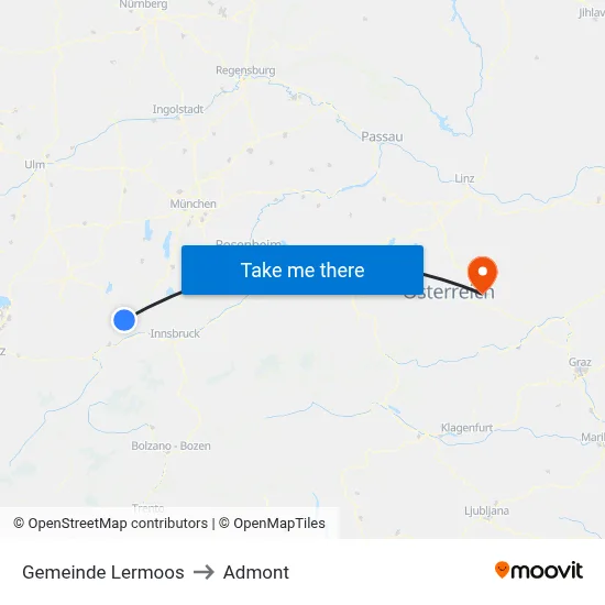 Gemeinde Lermoos to Admont map