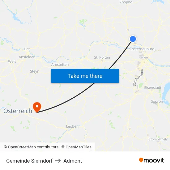 Gemeinde Sierndorf to Admont map