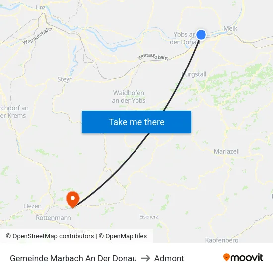 Gemeinde Marbach An Der Donau to Admont map