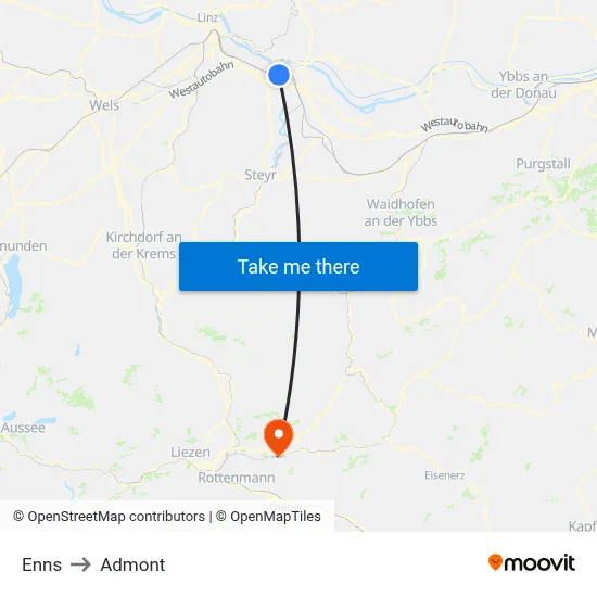 Enns to Admont map