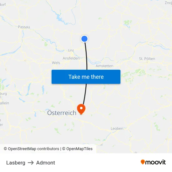 Lasberg to Admont map