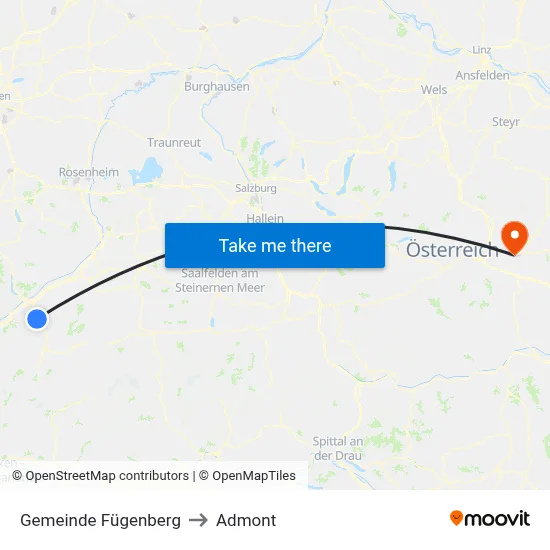 Gemeinde Fügenberg to Admont map