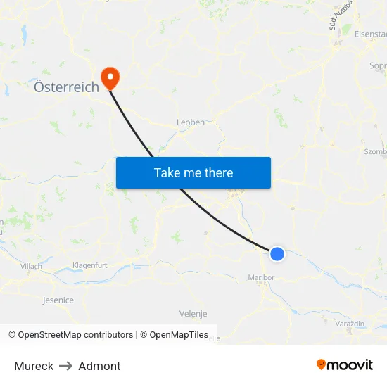 Mureck to Admont map
