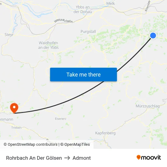 Rohrbach An Der Gölsen to Admont map