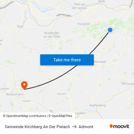 Gemeinde Kirchberg An Der Pielach to Admont map