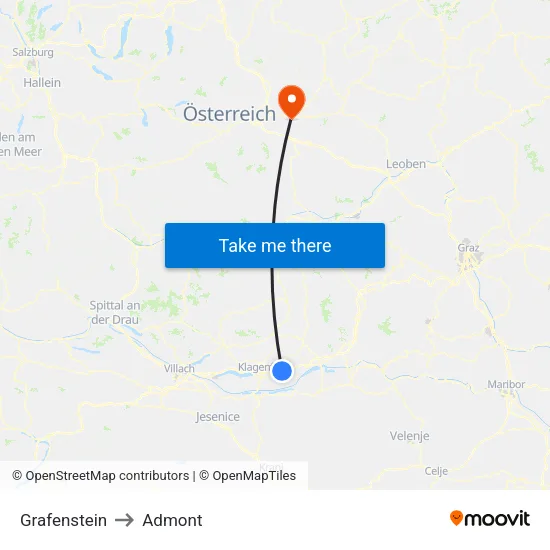 Grafenstein to Admont map