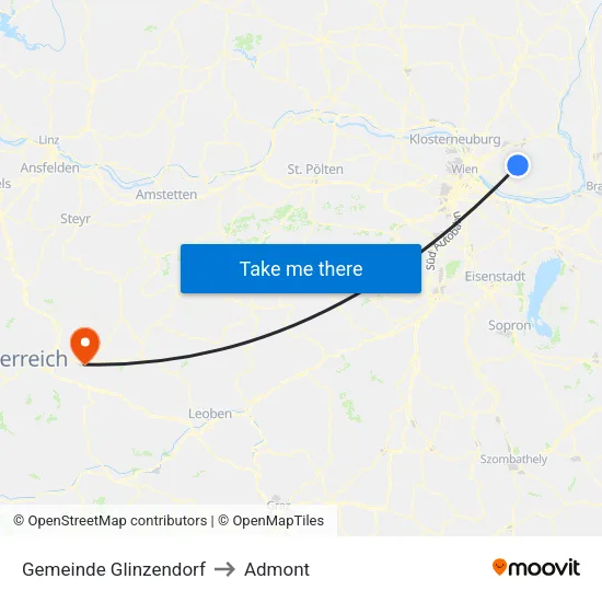 Gemeinde Glinzendorf to Admont map