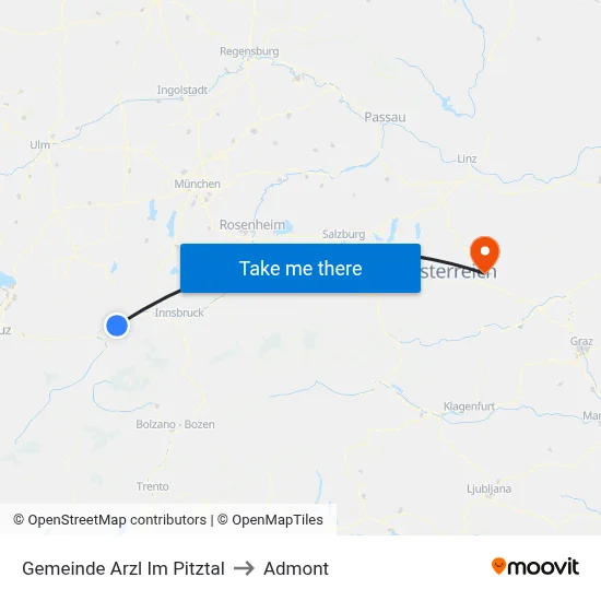 Gemeinde Arzl Im Pitztal to Admont map