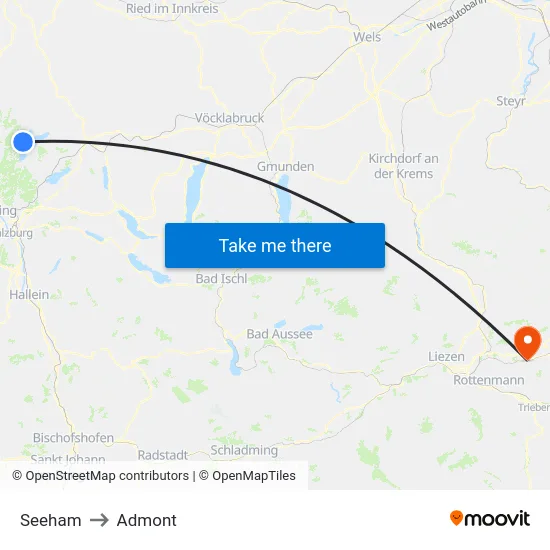 Seeham to Admont map