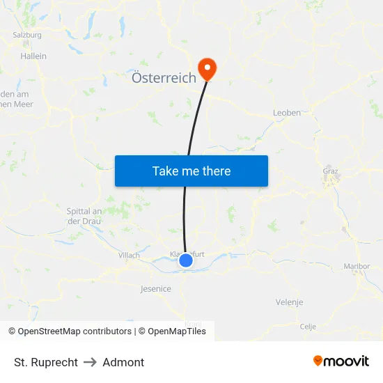 St. Ruprecht to Admont map