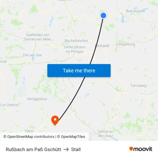 Rußbach am Paß Gschütt to Stall map