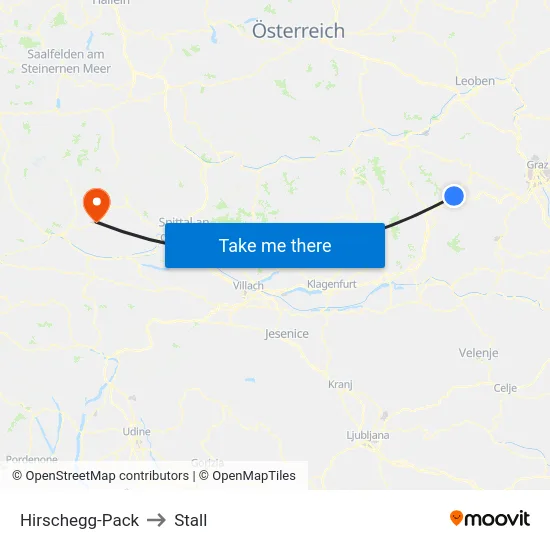 Hirschegg-Pack to Stall map