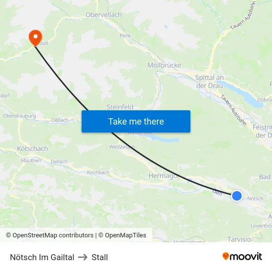 Nötsch Im Gailtal to Stall map
