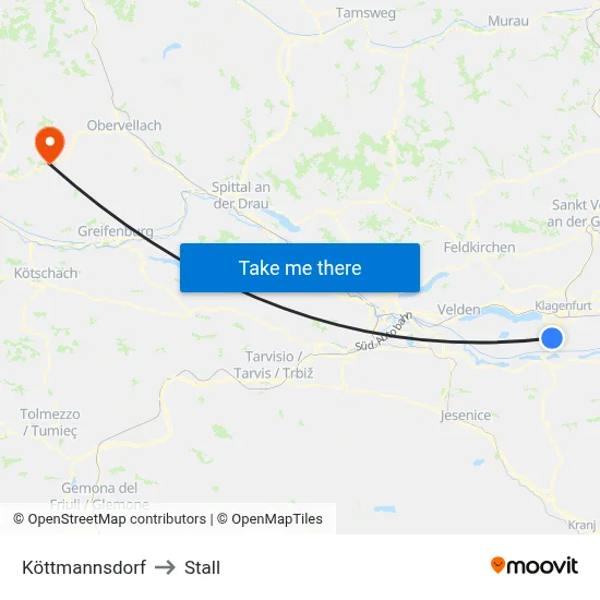 Köttmannsdorf to Stall map