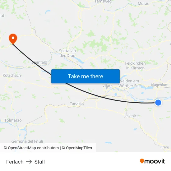 Ferlach to Stall map