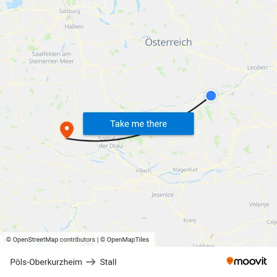 Pöls-Oberkurzheim to Stall map