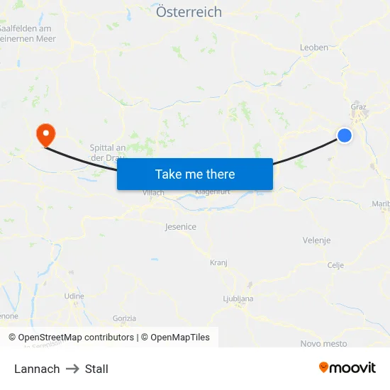 Lannach to Stall map