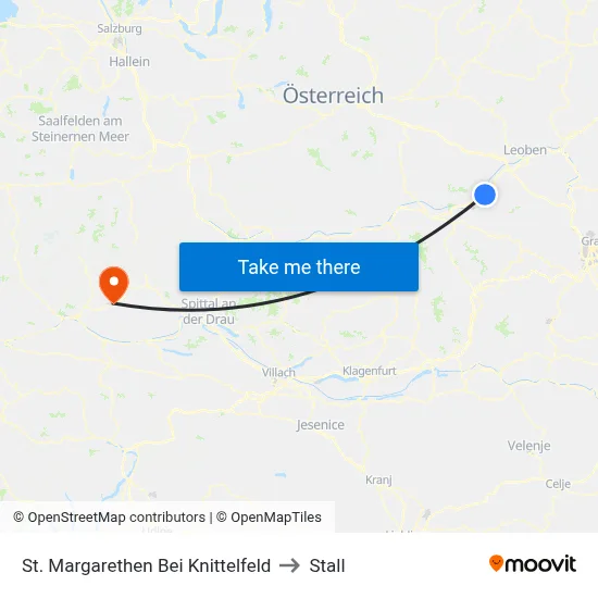 St. Margarethen Bei Knittelfeld to Stall map