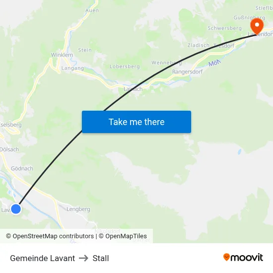 Gemeinde Lavant to Stall map