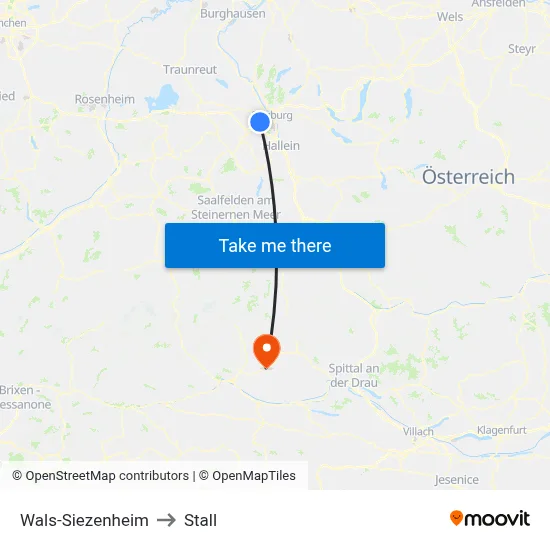Wals-Siezenheim to Stall map