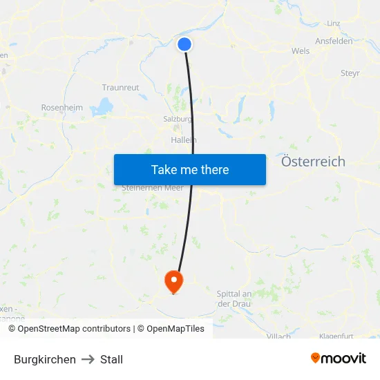 Burgkirchen to Stall map