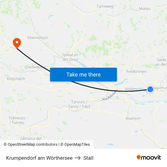 Krumpendorf am Wörthersee to Stall map