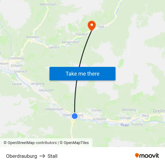 Oberdrauburg to Stall map