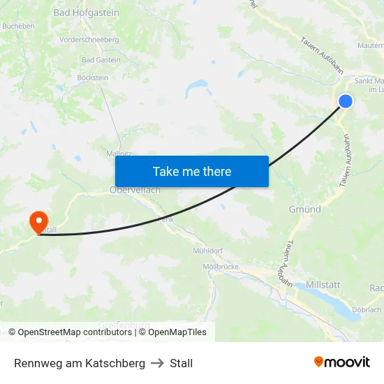 Rennweg am Katschberg to Stall map