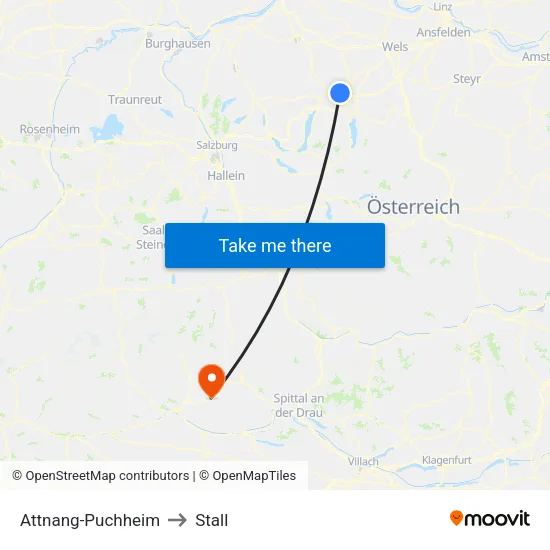 Attnang-Puchheim to Stall map