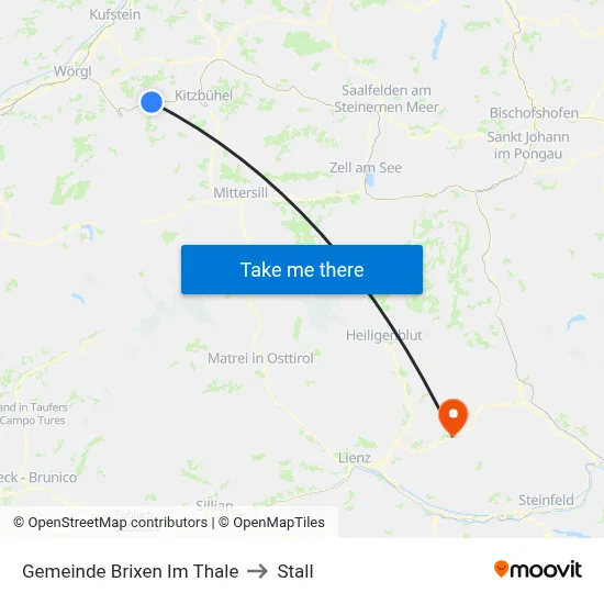 Gemeinde Brixen Im Thale to Stall map