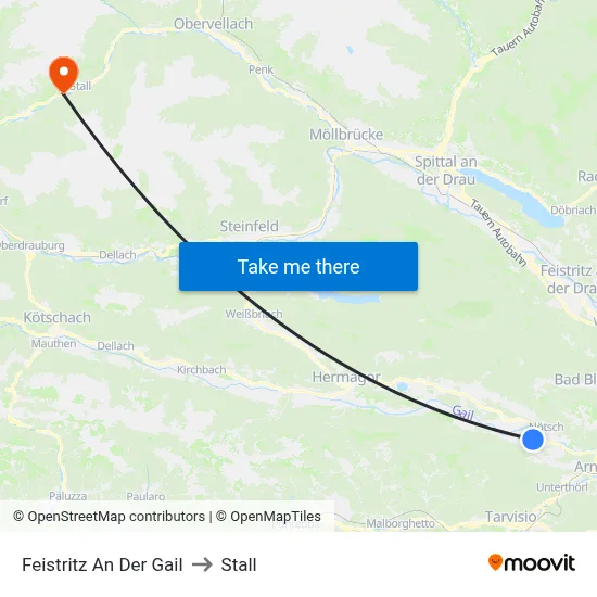 Feistritz An Der Gail to Stall map