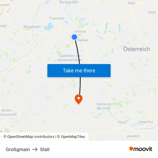 Großgmain to Stall map