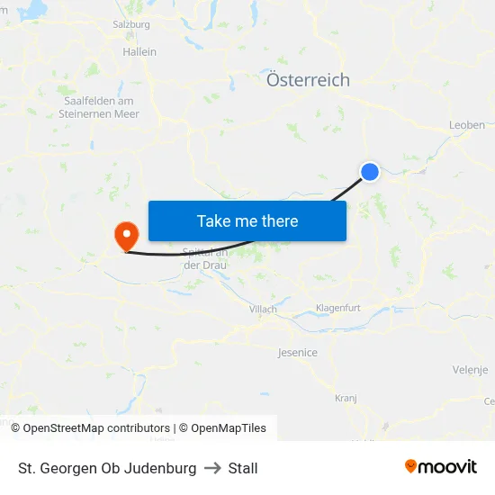 St. Georgen Ob Judenburg to Stall map