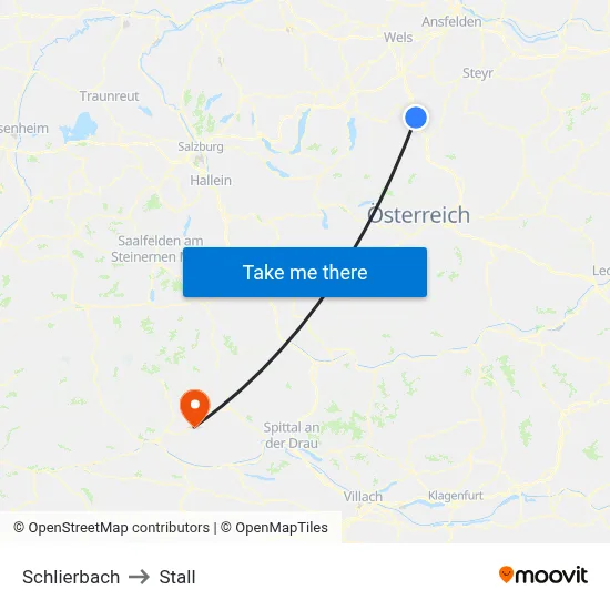 Schlierbach to Stall map