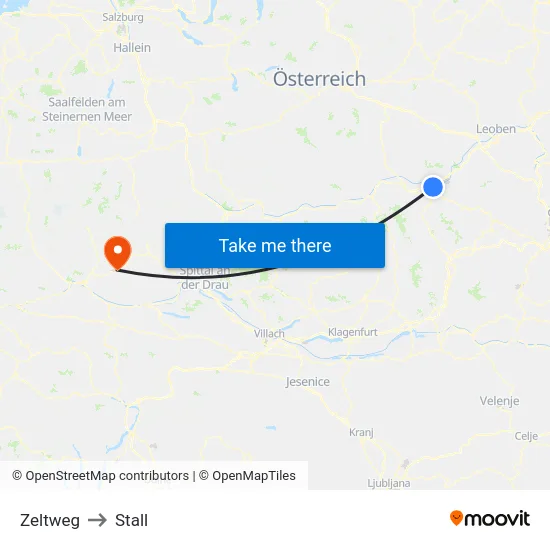 Zeltweg to Stall map