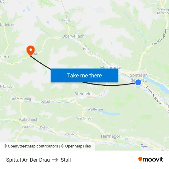Spittal An Der Drau to Stall map