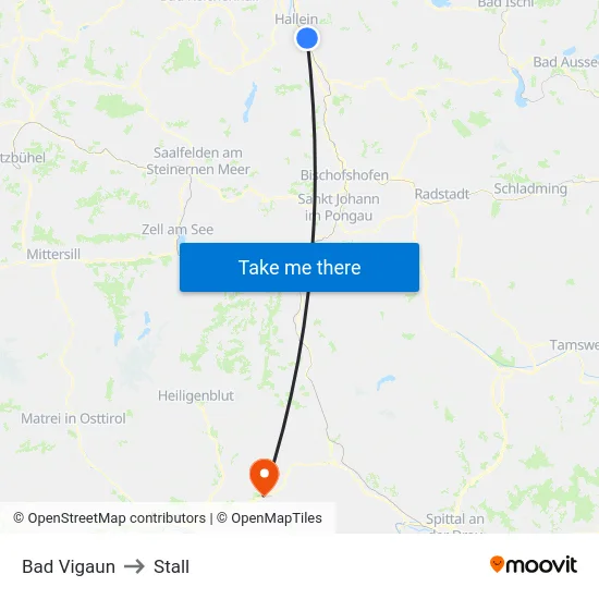 Bad Vigaun to Stall map