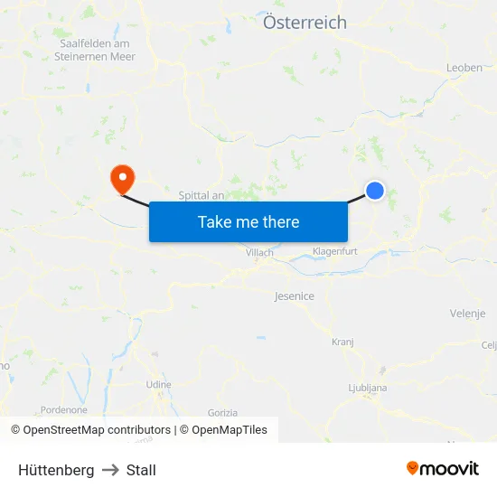 Hüttenberg to Stall map