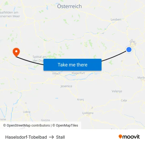 Haselsdorf-Tobelbad to Stall map