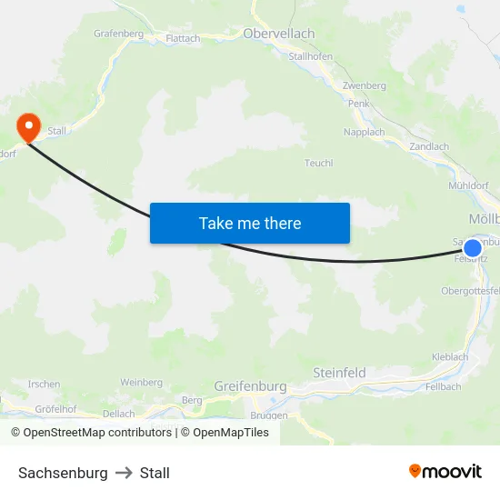 Sachsenburg to Stall map