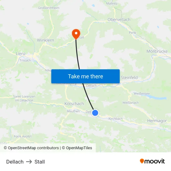 Dellach to Stall map