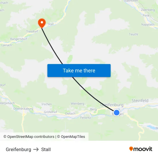 Greifenburg to Stall map