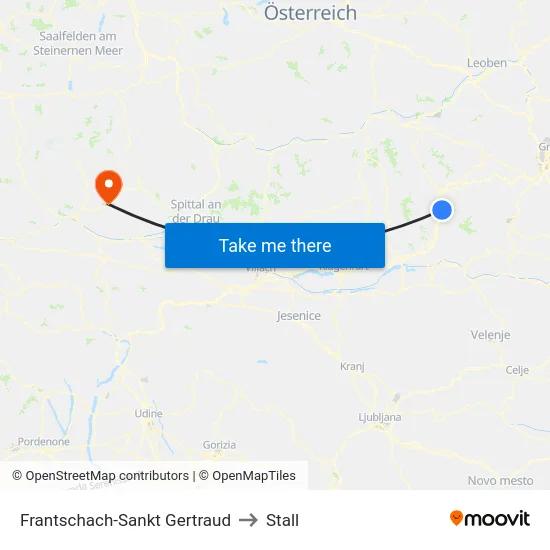 Frantschach-Sankt Gertraud to Stall map