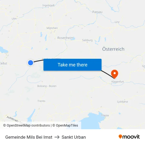 Gemeinde Mils Bei Imst to Sankt Urban map
